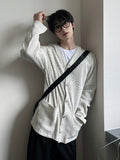 Cotton waffle pocket cardigan