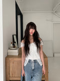 [Fake Layered] Mimi Layered Halter Lace T-shirt