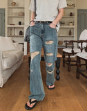 Break Damage Flare Denim Pants
