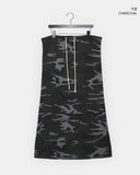 Seha Camo Banding Brushed Long Skirt