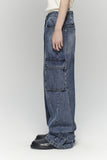 HEM BUTTON UTILITY CARGO DENIM PANTS