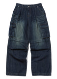 Wide cut cargo denim pants