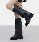 Turi Layered Buckle Platform Boots