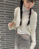 Reaper angora crop knit cardigan