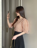 Roden Smoke Shirring Puff Blouse