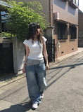 Riggers Backpocket Washing Wide Denim Pants