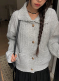 Koyu Collar Pocket Knit Cardigan
