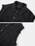 Cutting crack damage over denim vest