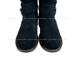 Real suede belt middle boots