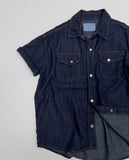[unisex/summer yarn] Fred denim overfit short sleeve shirt