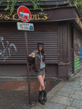 One de lock patch embroidery leather jumper