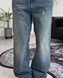 Rattan Double Knee Washing Denim Pants