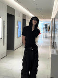 Henley Neck Hood Short Sleeve Sleeve