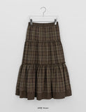 Jinz Check Frill Banding Long Skirt