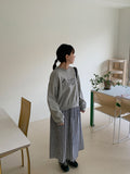 Dines banding check long skirt