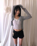 Poda See-through Ribbed Cardigan
