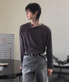 Trav Diagonal Henley Neck Long Sleeve T-shirt