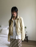 Montney cut boxy leather two-way zip-up jumper