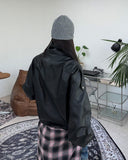 Ferid Double High Neck Leather Jumper