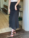 Ain Dot Chiffon Banding Long Skirt