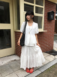 Pombo Tiered Frill Over Fit Short Sleeve Puff Blouse