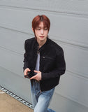Laden Suede Knit Mix Crop Rider Jacket
