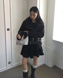 Syonti Overfit Belt Fleece Suede Mustang