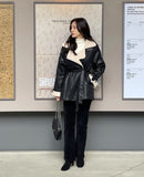 Kelmar Fur Collar Double Leather Mustang Half Jacket (Strap Set)