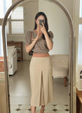 Gret Pintuck Slit Long Skirt