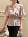 Lines Flare Pintuck Shirring Blouse