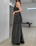 Pigmented Rope Cut Cargo Long Skirt