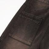 Brushed Washing Cargo Denim Pants