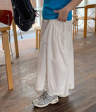 Minati nylon banding pocket shirring flare long skirt