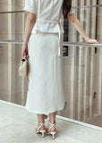 Core Wrinkle-Free Pleated Wrap Long Skirt