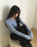 Pirun Tencel Layered Button Long Sleeve T-shirt
