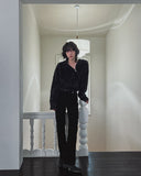 Unbalanced angora zipper knit