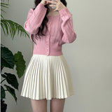 Pleated Wool Mini Skirt