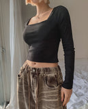 [U-BASIC] Tena Square Basic Long Sleeve T-shirt (with cup)