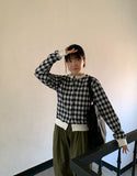 Coco Round Check Crop Cardigan
