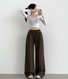 Nanspan banding pin tuck back cut mega wide pants