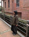 [BAONHAUS] Kitft Flower Corduroy Color Matching Collar Bomber Jacket