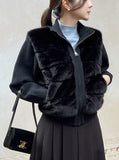Sella High Neck Mink Fur Knit Zip-Up