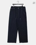 Md Dot Pattern String Strap Wide Cotton Long Pants