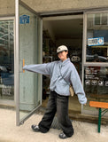 Catsy washed denim wide pants