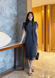 Jenia Tie Chiffon Tulip Sleeve Long One Piece