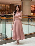 Cheline high neck sleeveless strap long one piece