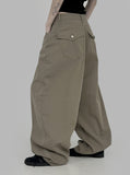 Back pocket wide cotton pants