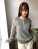 Deha Cable Henley Neck Button Long Sleeve Knit