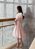 Michelle Tie Color Matching Tulip Flare Long One Piece