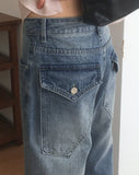 Vico Back Pocket Wide Denim Pants